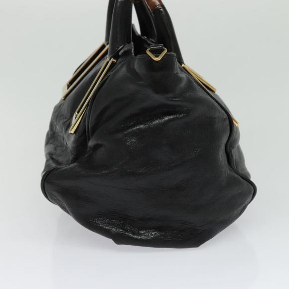 Chloe Etel Hand Bag Leather 2way Black Gold Auth BA3601